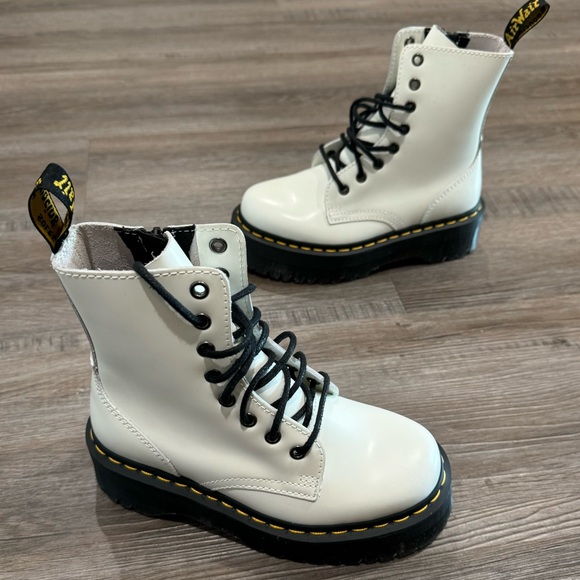 Dr Martens Jadon Eye Platform White Polished Smooth Boots